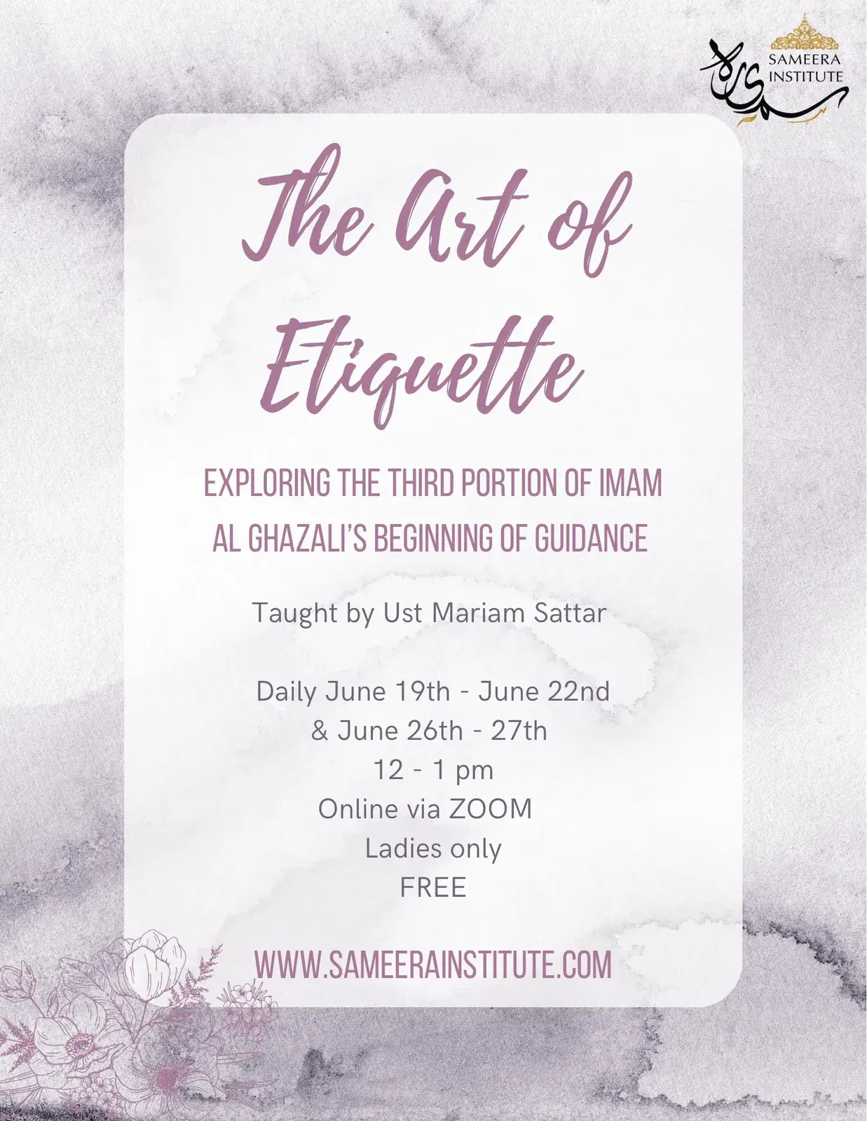 Flyer for The Art of Etiquette