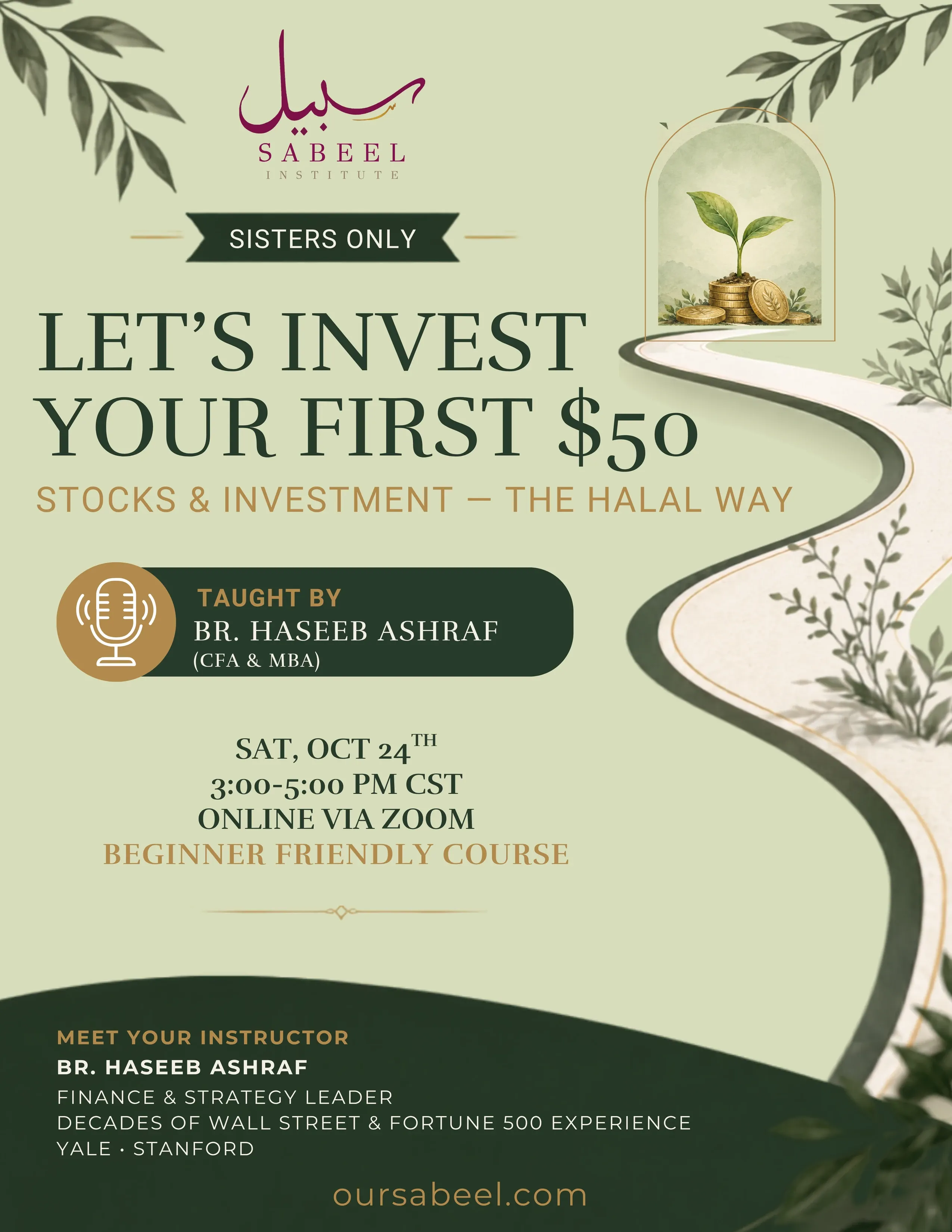 Original flyer for Introduction to Stocks & Investments – The Halal Way