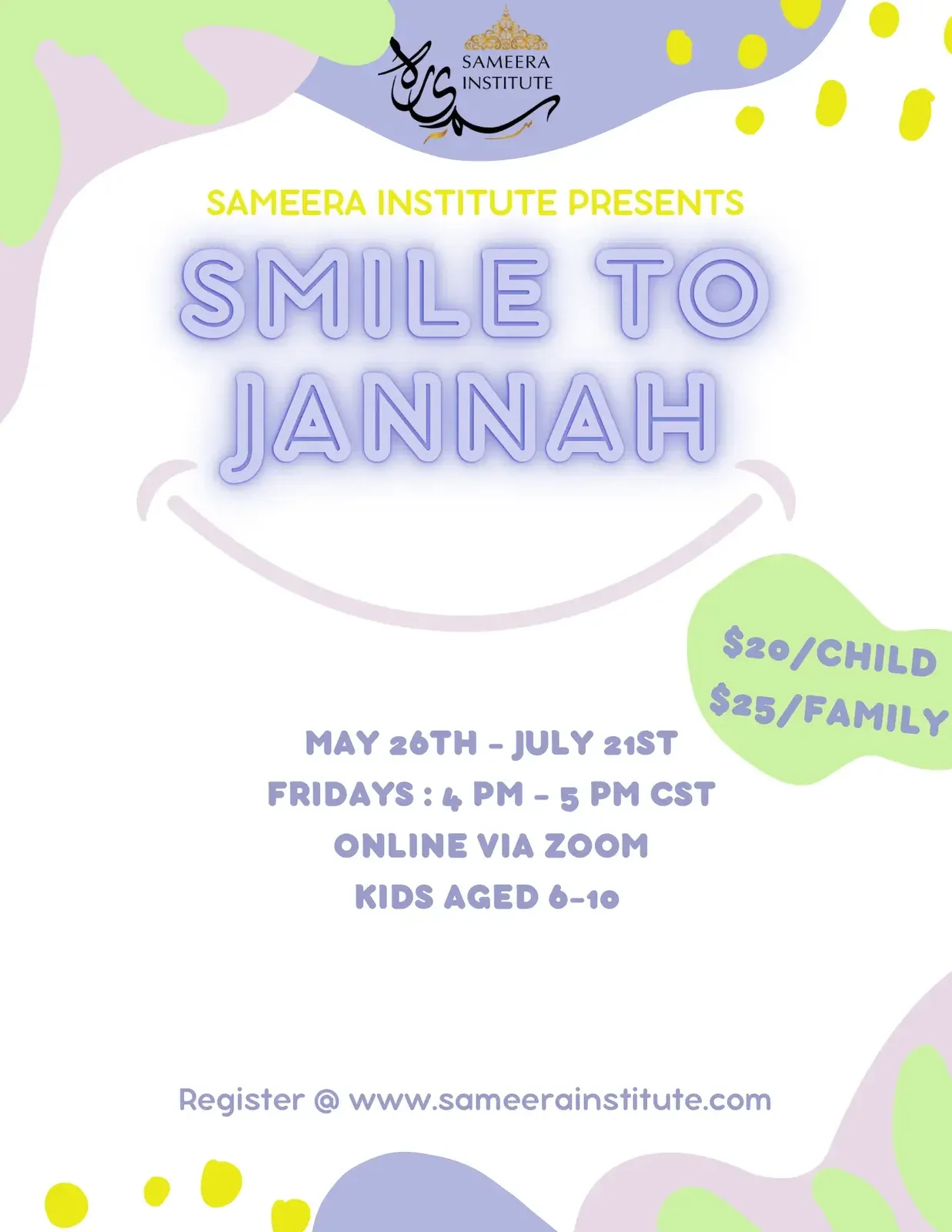 Flyer for Smile to Jannah
