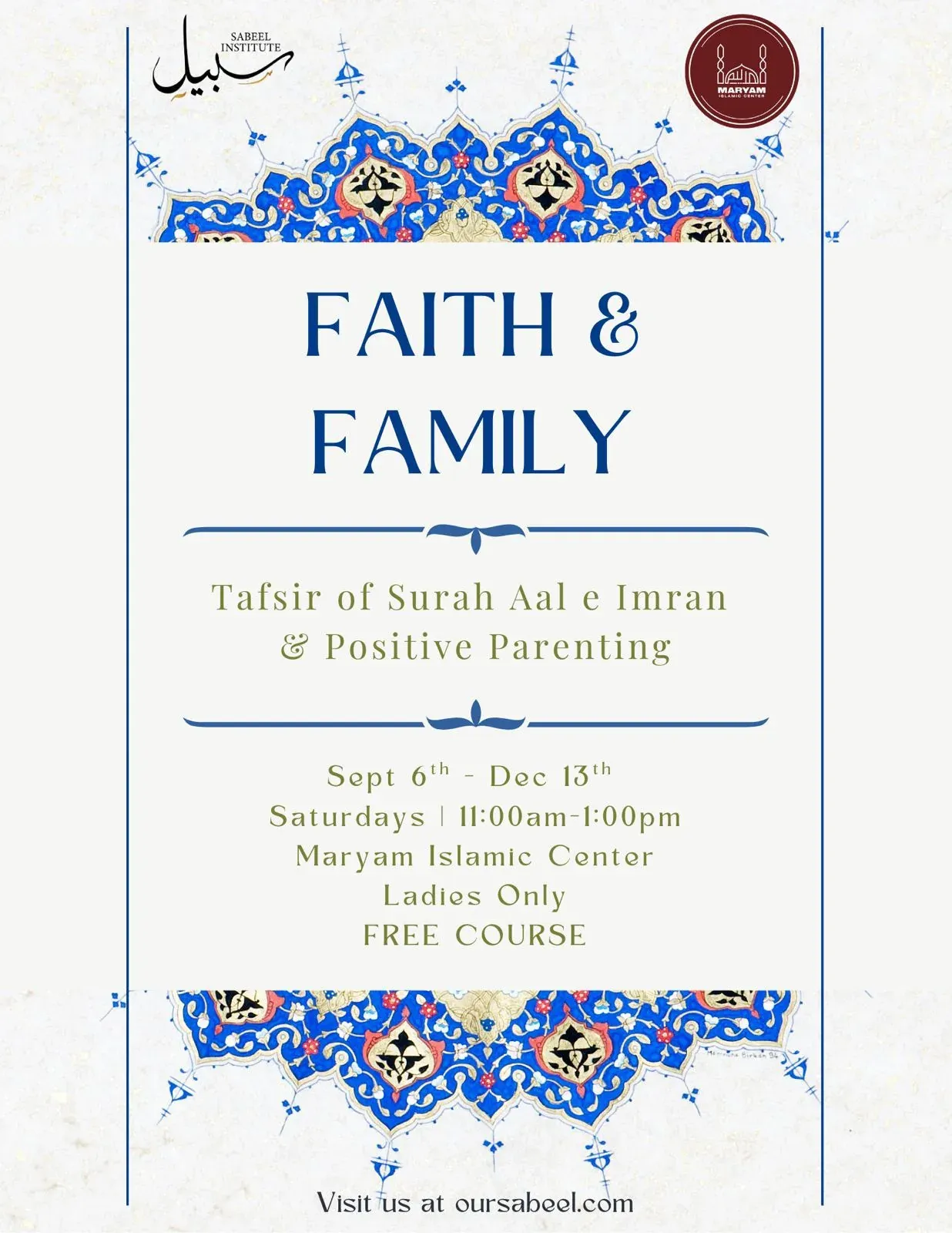 Flyer for Faith & Family