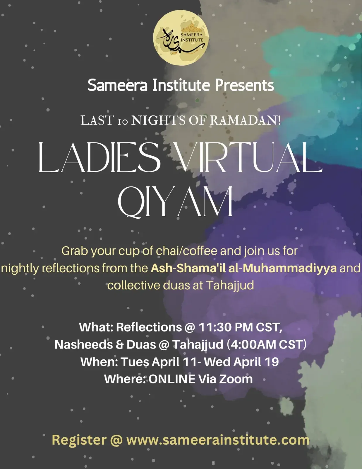 Flyer for Ladies Virtual Qiyam