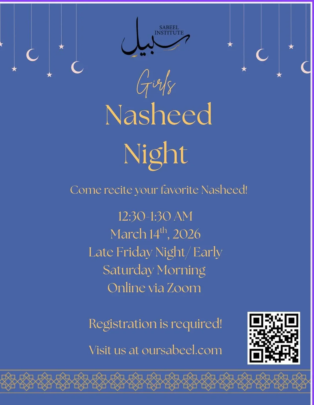 Flyer for Girls Nasheed Night