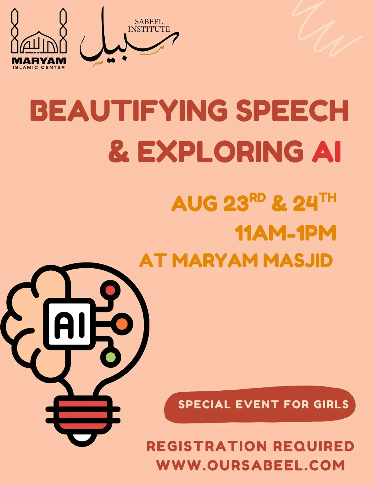 Flyer for Beautifying Speech & Exploring AI