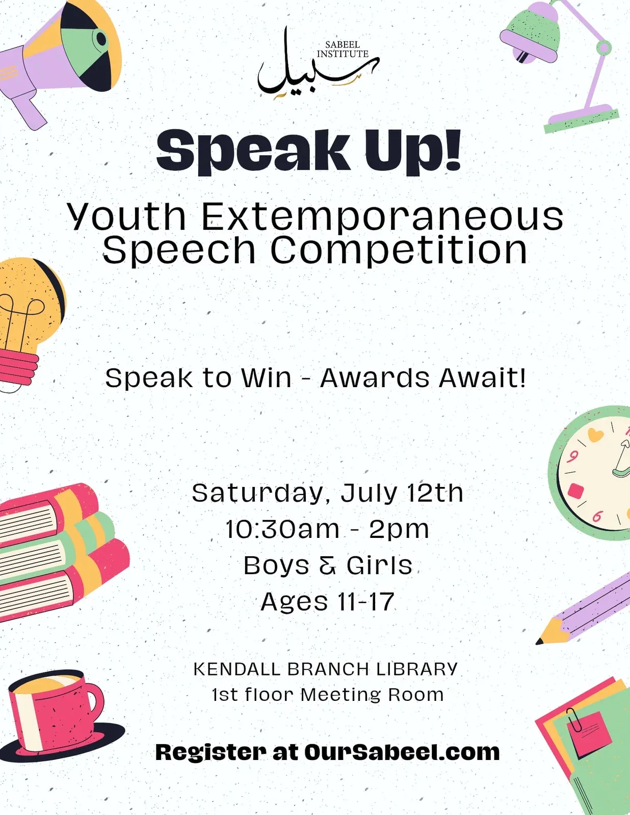Flyer for Speak Up! Youth Extemporaneous Speech Competition