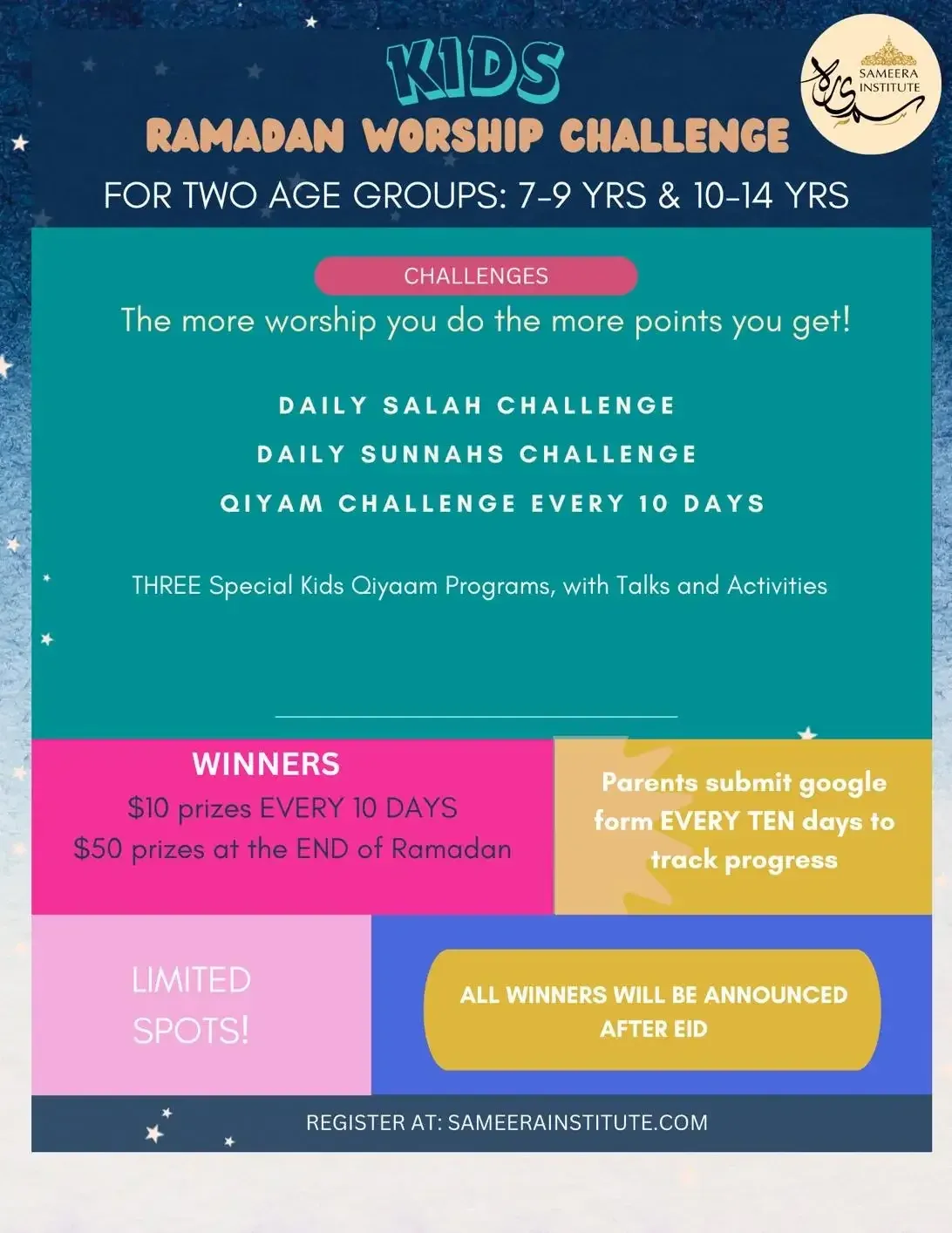 Flyer for Kids Ramadan Worship Challenge