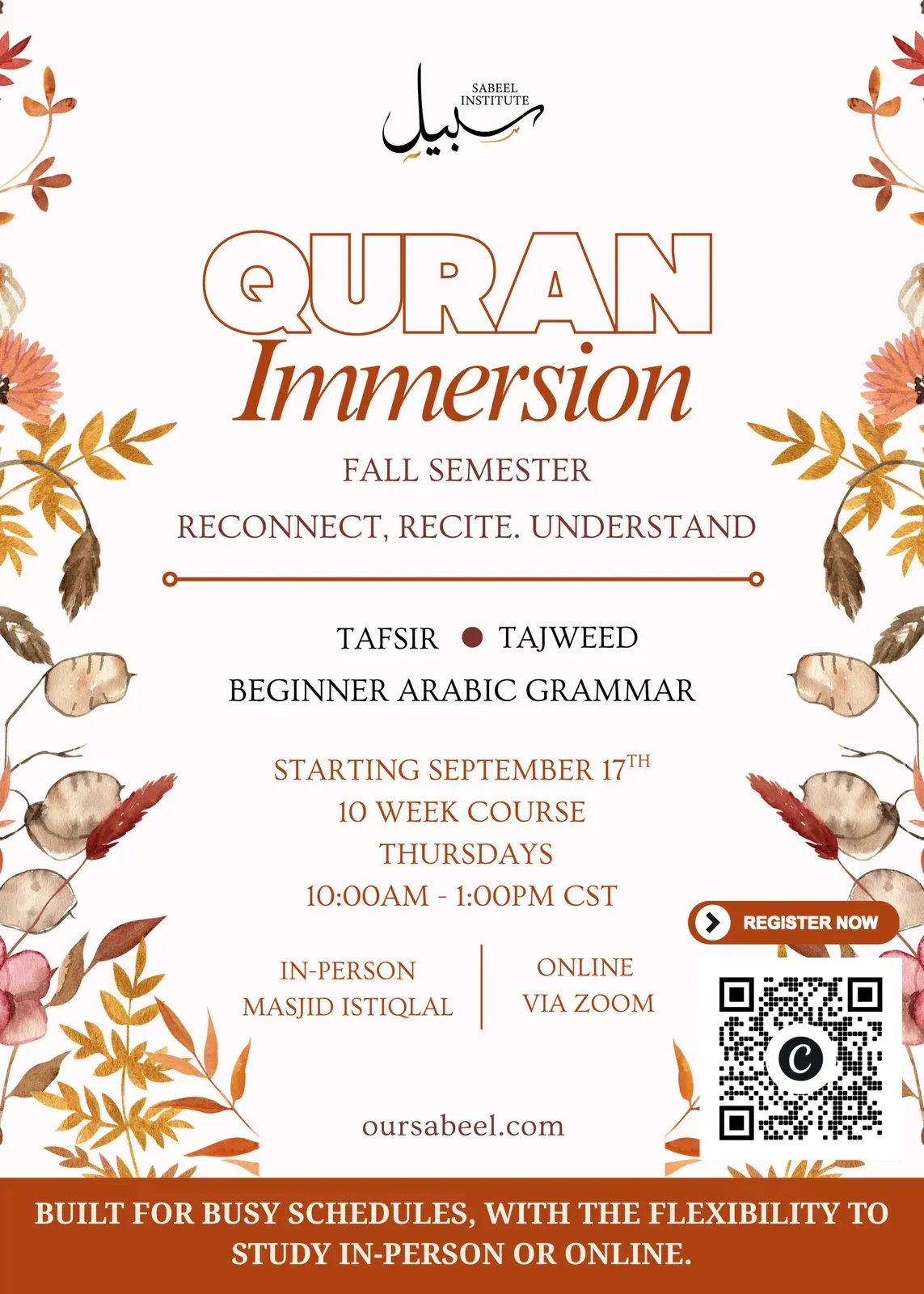 Flyer for Quran Immersion