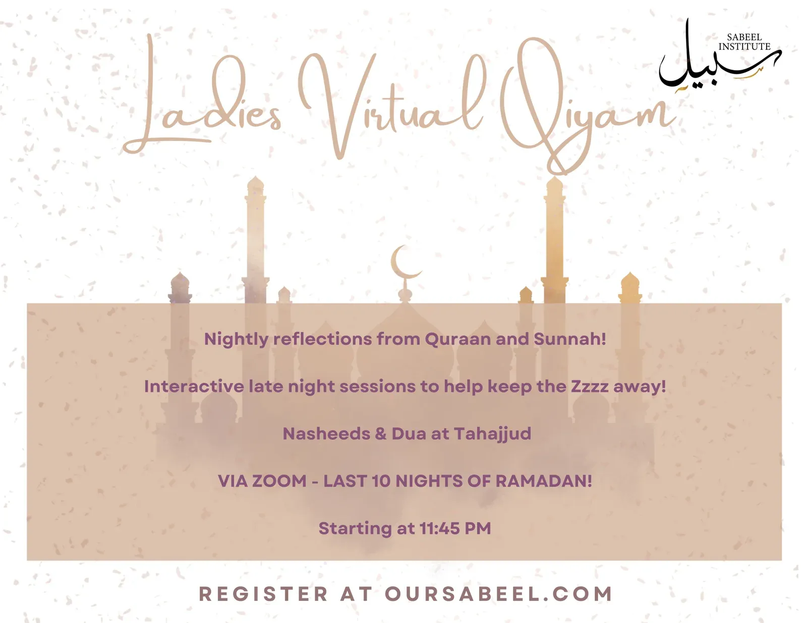 Flyer for Ladies Virtual Qiyam