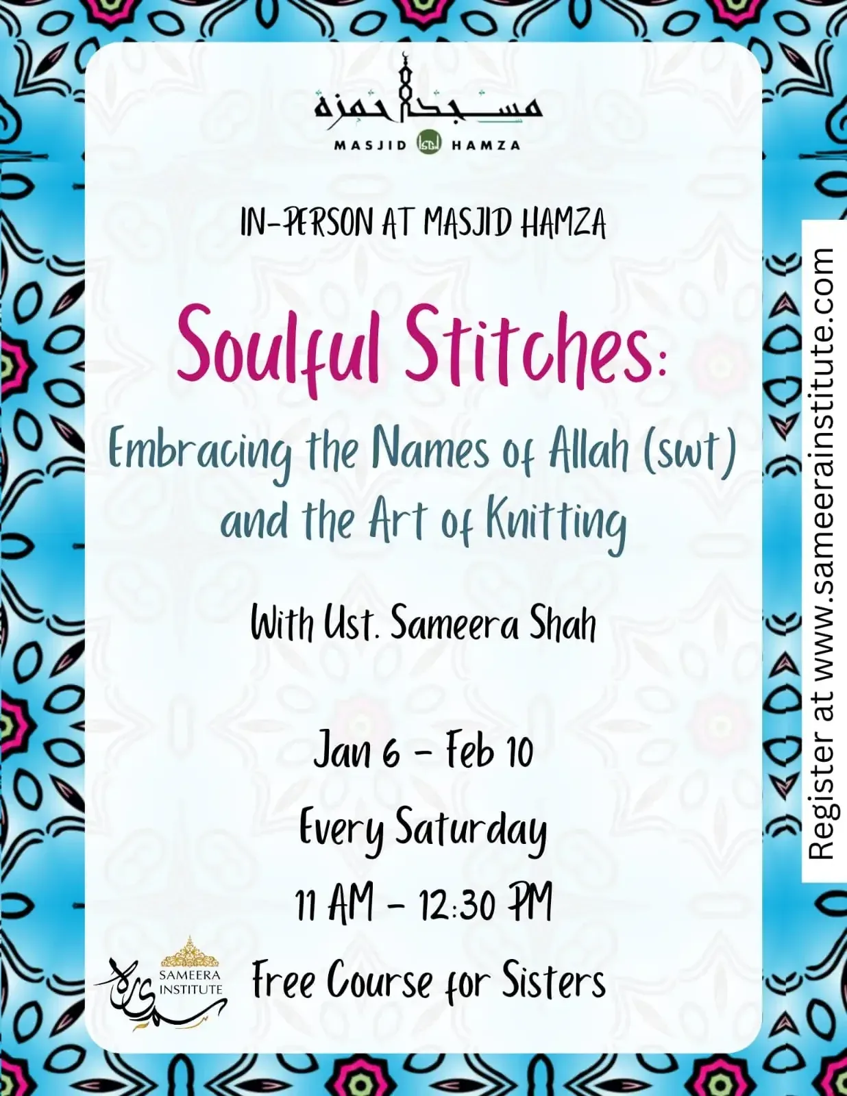 Flyer for Soulful Stitches