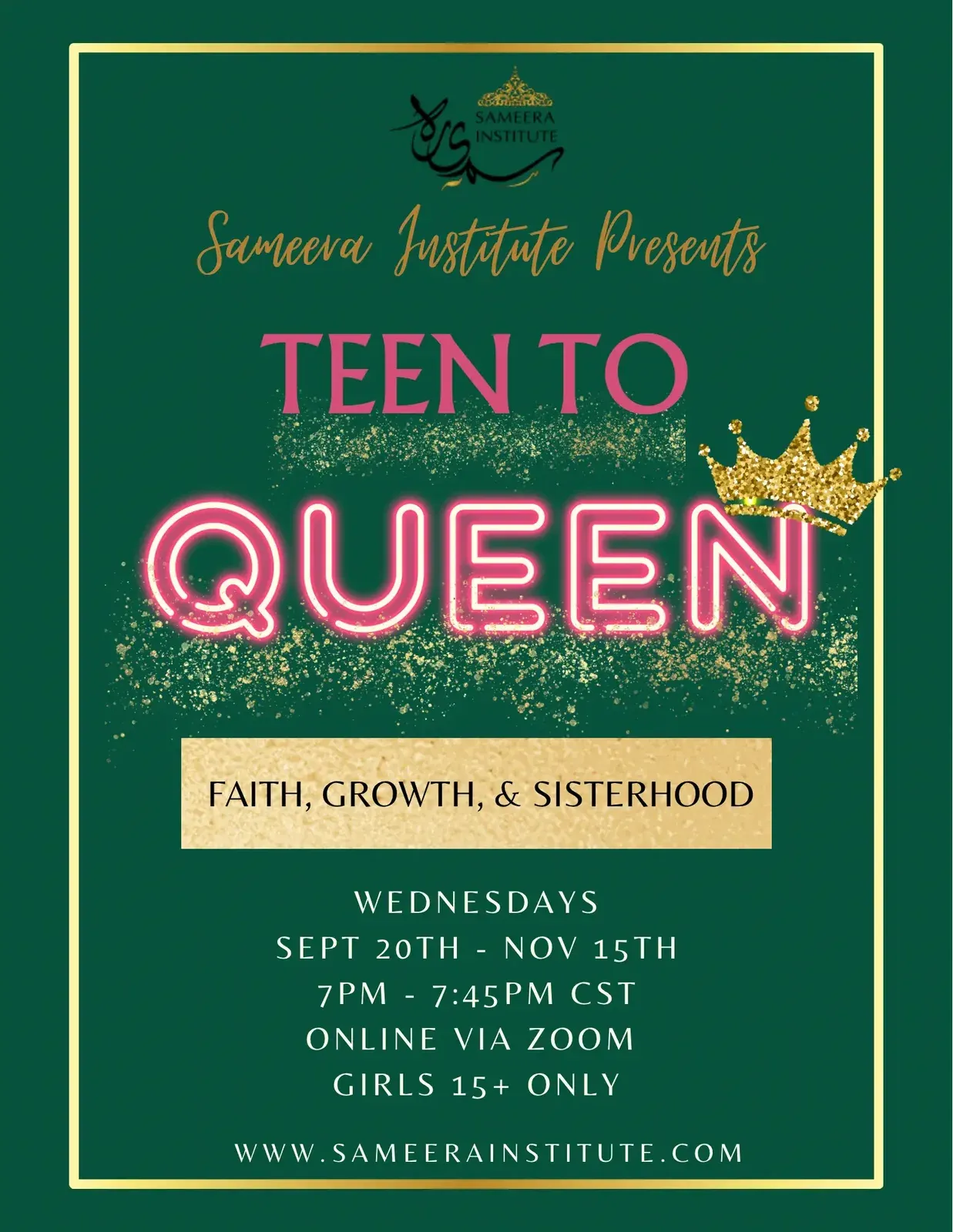 Flyer for Teen to Queen